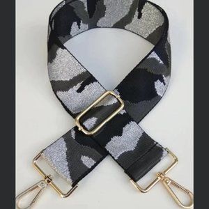 Metallic Silver, Black, and White Camo Bag Strap